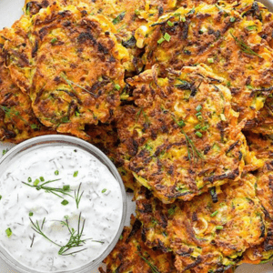 Zucchini Fritters with Yogurt Dip